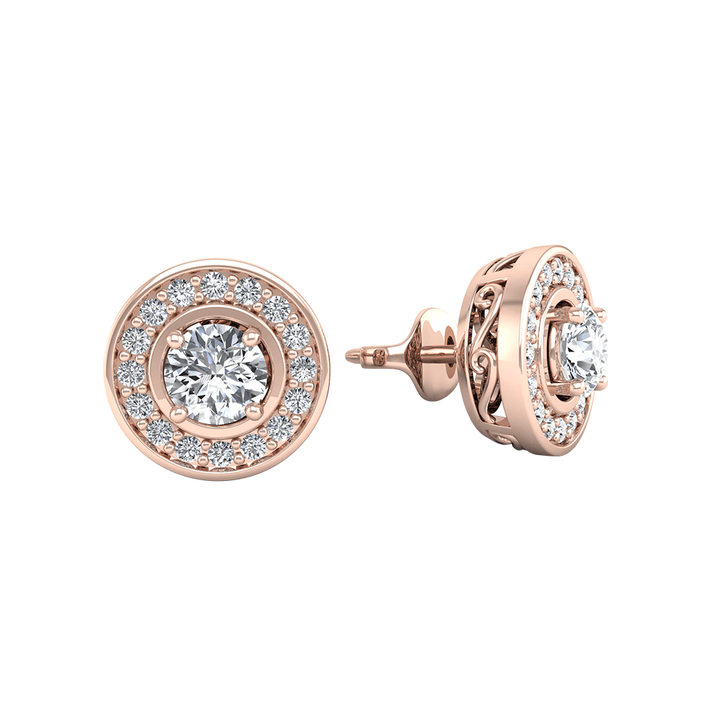 Circular Motif CZ Diamond Earrings - 1.5 ct Total Weight