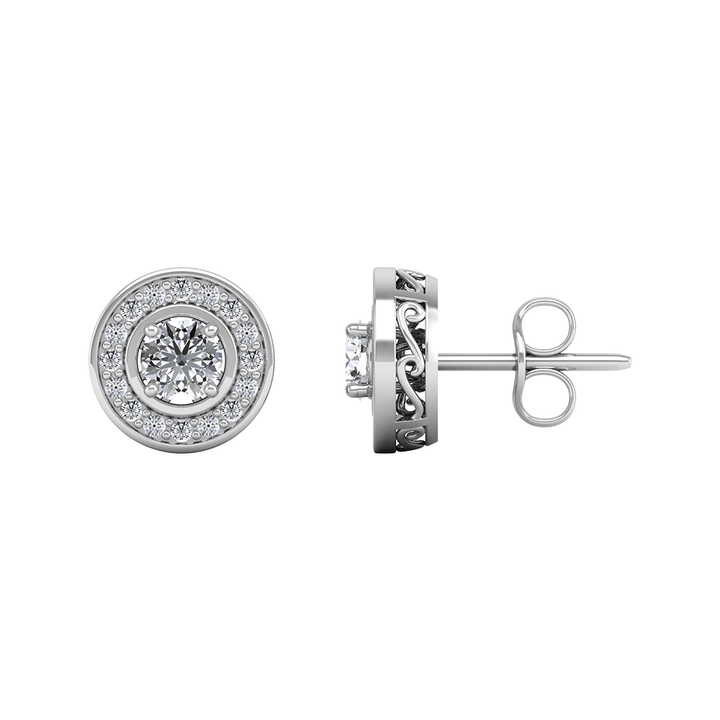 Circular Motif CZ Diamond Earrings - 1.5 ct Total Weight