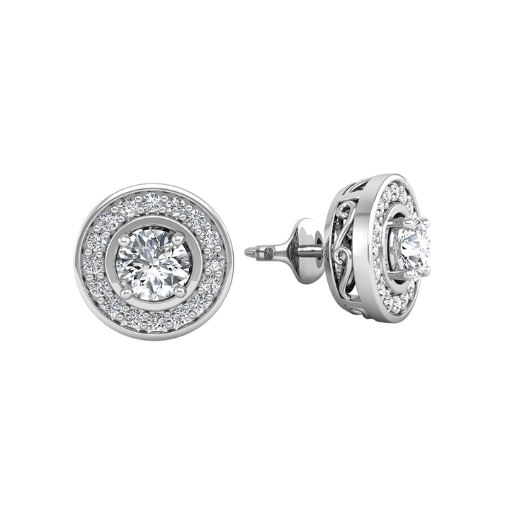 Circular Motif CZ Diamond Earrings - 1.5 ct Total Weight