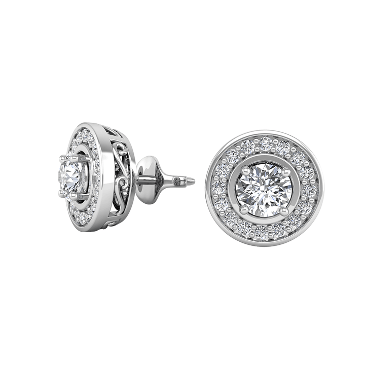 Circular Motif CZ Diamond Earrings - 1.5 ct Total Weight