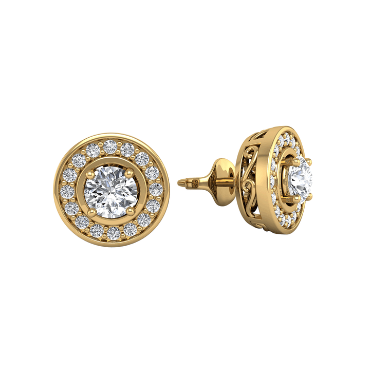 Circular Motif CZ Diamond Earrings - 1.5 ct Total Weight