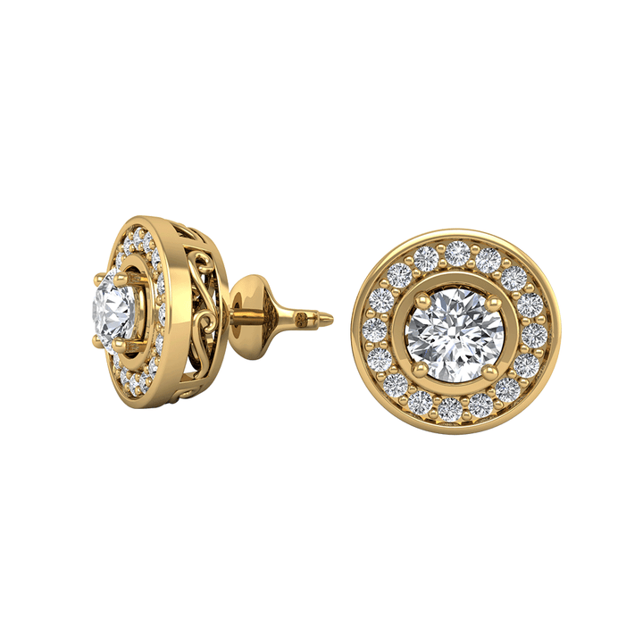 Circular Motif CZ Diamond Earrings - 1.5 ct Total Weight