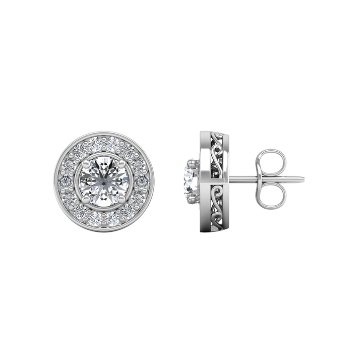 Circular Motif CZ Diamond Earrings - 3.0 ct Total Weight