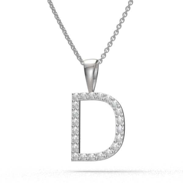 D - "BlueJwel's Classic 'D' Alphabet Pendant in 925 Sterling Silver with CZ Diamonds"