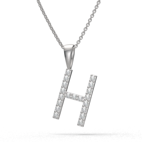 H - "BlueJwel's Classic 'H' Alphabet Pendant in 925 Sterling Silver with CZ Diamonds"