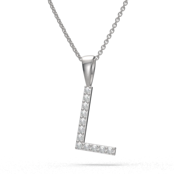 L - "BlueJwel's Classic 'L' Alphabet Pendant in 925 Sterling Silver with CZ Diamonds"