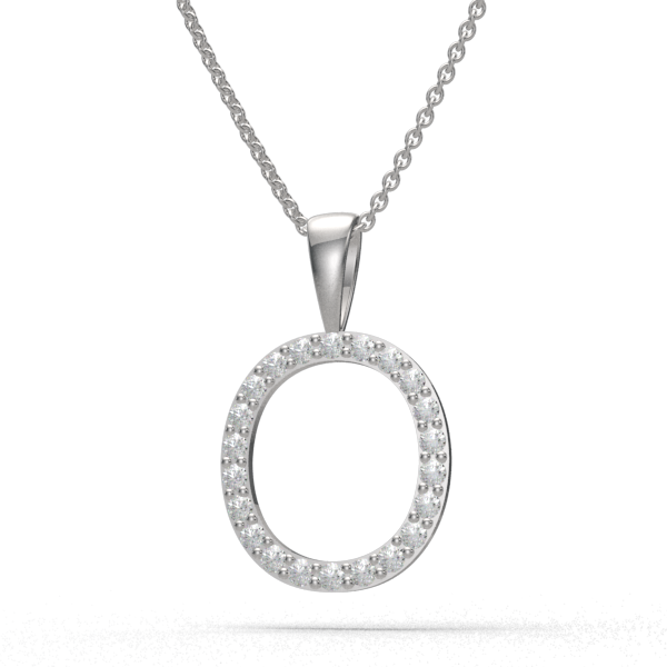 O - "BlueJwel's Classic 'O' Alphabet Pendant in 925 Sterling Silver with CZ Diamonds"