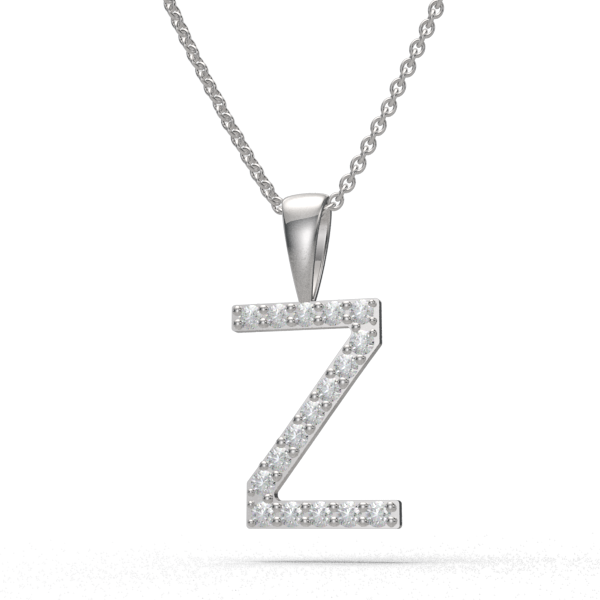 Z - "BlueJwel's Classic 'Z' Alphabet Pendant in 925 Sterling Silver with CZ Diamonds"