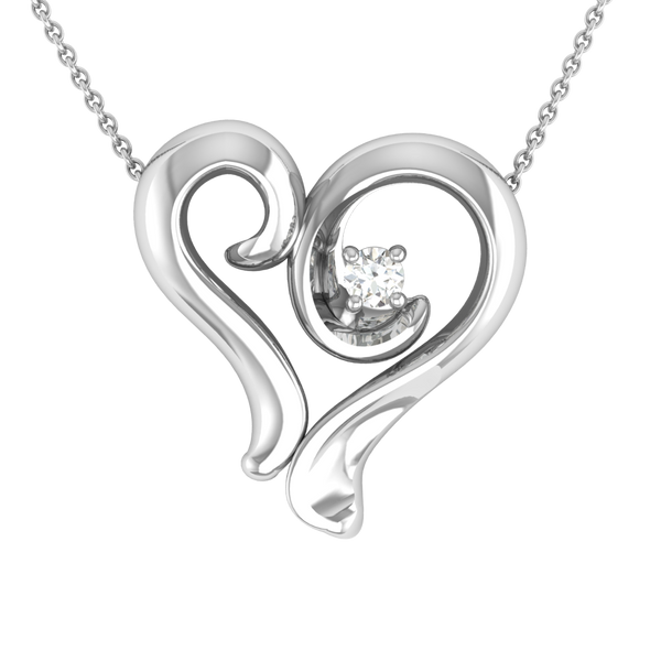 Heart-Shaped Pendant with Artistic Curves and Diamond – Symbol of Eternal Love