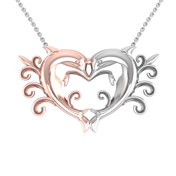 Couple Dolphin Heart Pendant