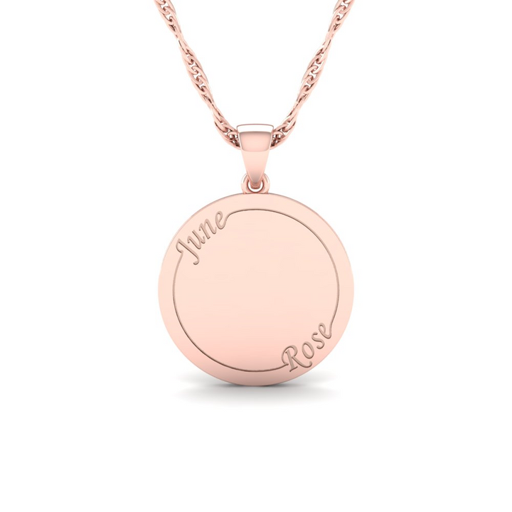 June - The Super Lucky Silver Pendant with June Birth Flower Rose Engraving for Good Luck!