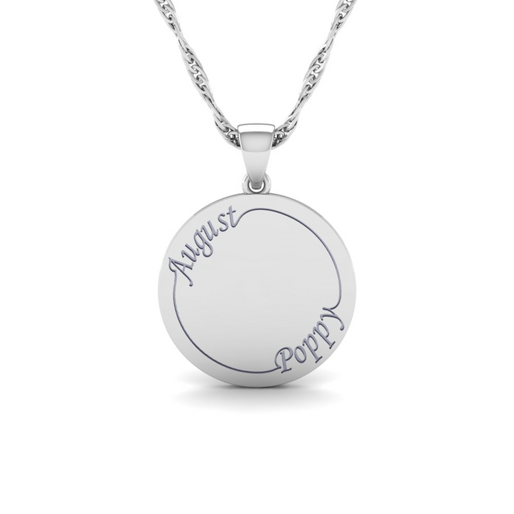 The Super Lucky Silver Pendant with August Birth Flower Poppy Engraving for Good Luck!