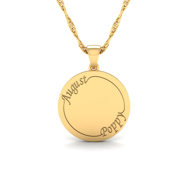 The Super Lucky Silver Pendant with August Birth Flower Poppy Engraving for Good Luck!