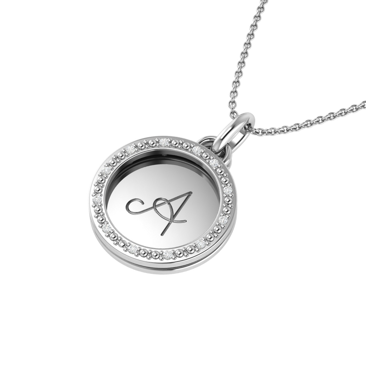 BlueJwel’s Versatile 'A' letter 3-in-1 Sterling Silver Pendant with CZ Diamonds