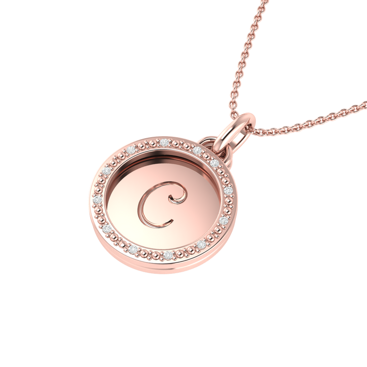 BlueJwel’s Versatile 'C' letter 3-in-1 Sterling Silver Pendant with CZ Diamonds