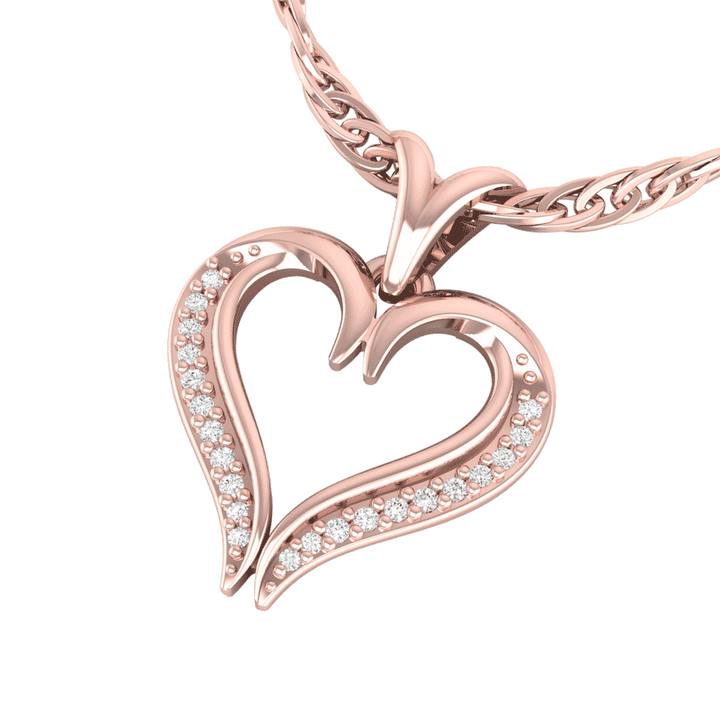 BlueJwel's Artistic Love Heart Pendant in Sterling Silver with CZ Diamonds