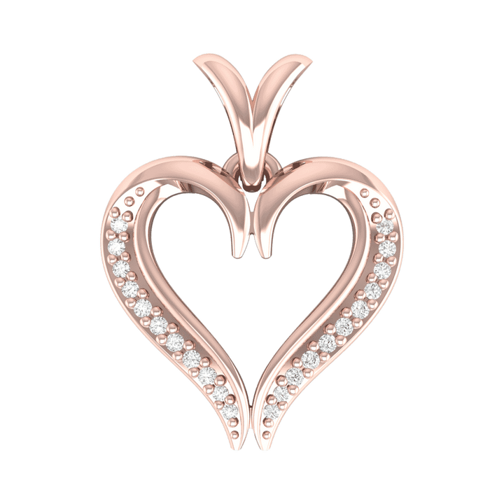 BlueJwel's Artistic Love Heart Pendant in Sterling Silver with CZ Diamonds