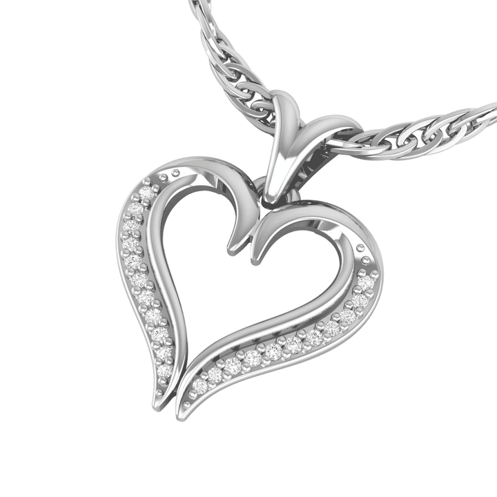 BlueJwel's Artistic Love Heart Pendant in Sterling Silver with CZ Diamonds