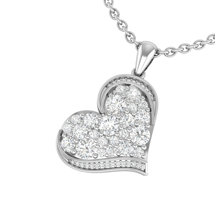 Side-Hung Modern Heart Pendant in Sterling Silver