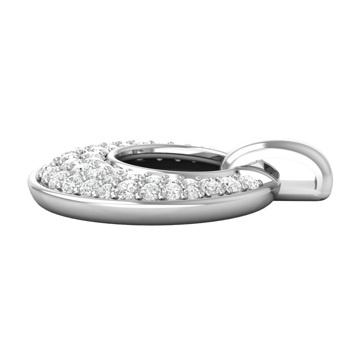 Oval Shape Pendant in Sterling Silver with CZ Diamonds