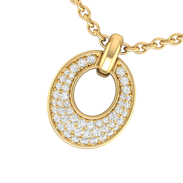 Oval Shape Pendant in Sterling Silver with CZ Diamonds