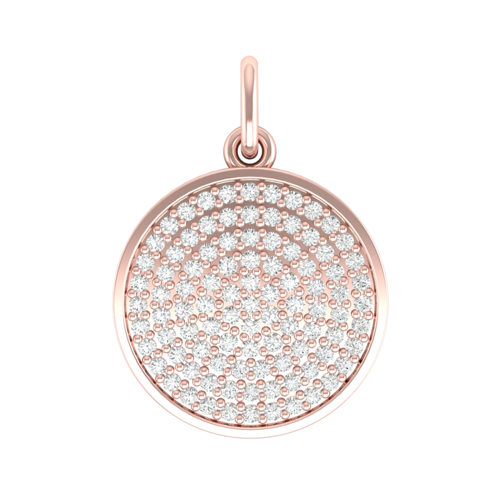 Round Pendant in Sterling Silver Fully Studded with CZ Diamonds