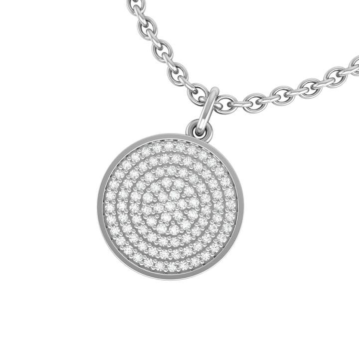 Round Pendant in Sterling Silver Fully Studded with CZ Diamonds