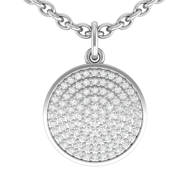 Round Pendant in Sterling Silver Fully Studded with CZ Diamonds