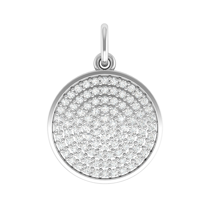 Round Pendant in Sterling Silver Fully Studded with CZ Diamonds