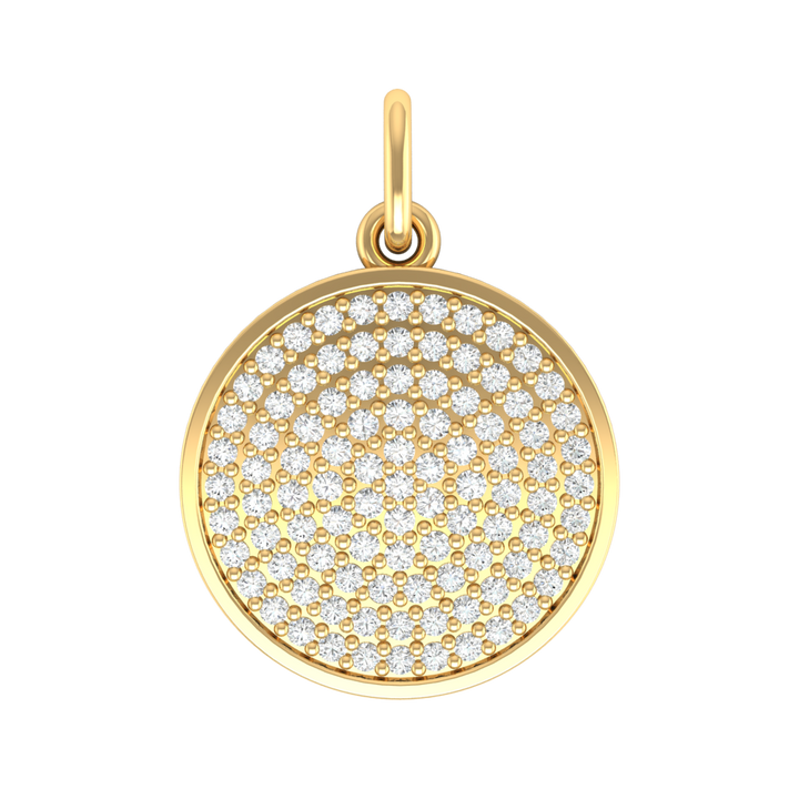 Round Pendant in Sterling Silver Fully Studded with CZ Diamonds