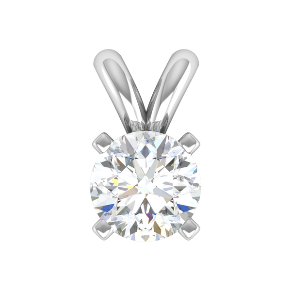 Single Round Solitaire CZ Diamond Pendant with V-Shaped Bale