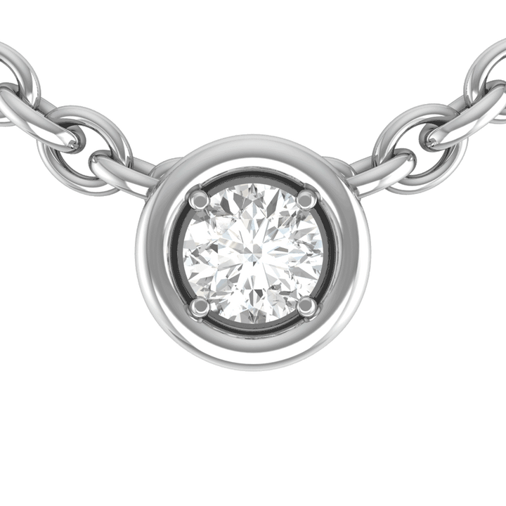 Minimalist CZ Diamond Pendant in Cylinder Bezel Setting