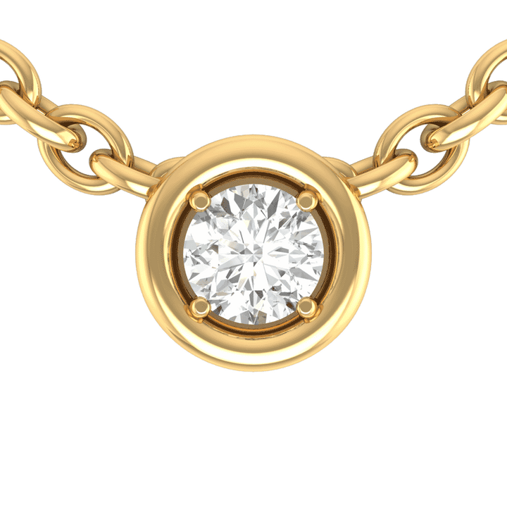 Minimalist CZ Diamond Pendant in Cylinder Bezel Setting