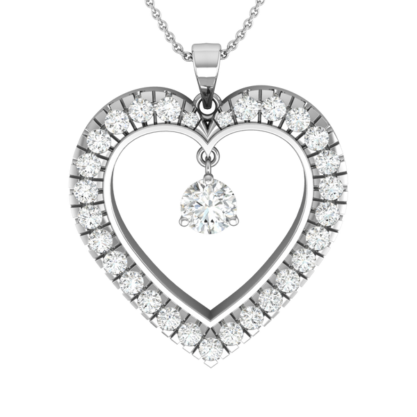 Heart Shape Pendant With Silevr CZ