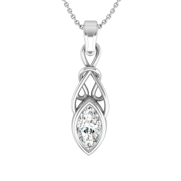 Infinity Knot Pendant with Marquise Diamond in Sterling Silver