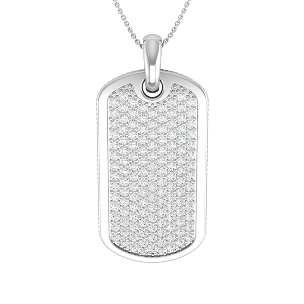 Rectangular Pendant with Rounded Edges in Sterling Silver and CZ Diamond