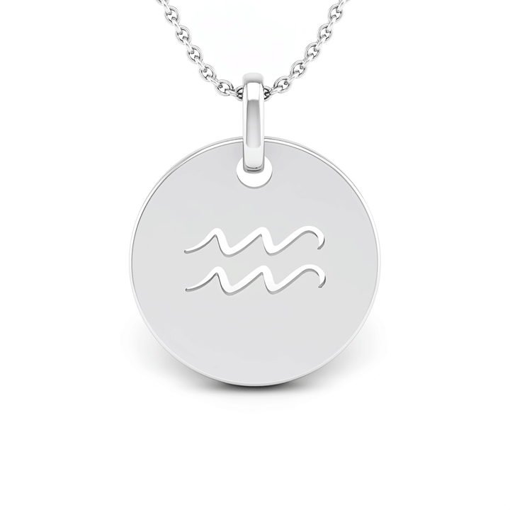 Aquarius (January 20 - February 18) "BlueJwel's Aquarius Laser Cut Zodiac Pendant in 925 Sterling Silver"