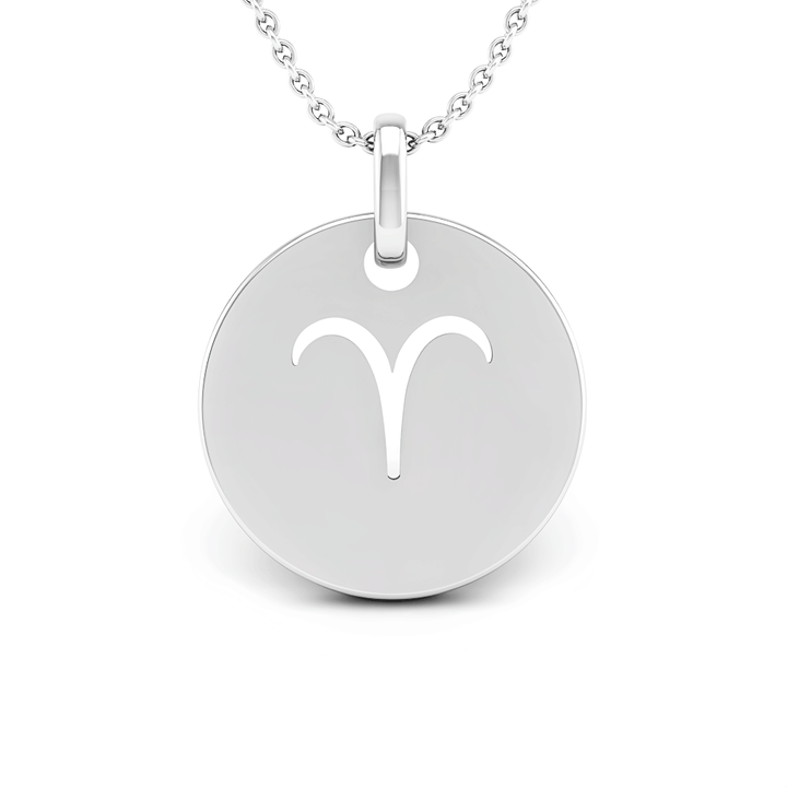 Aries (March 21 - April 19) "BlueJwel's Aries Laser Cut Zodiac Pendant in 925 Sterling Silver"