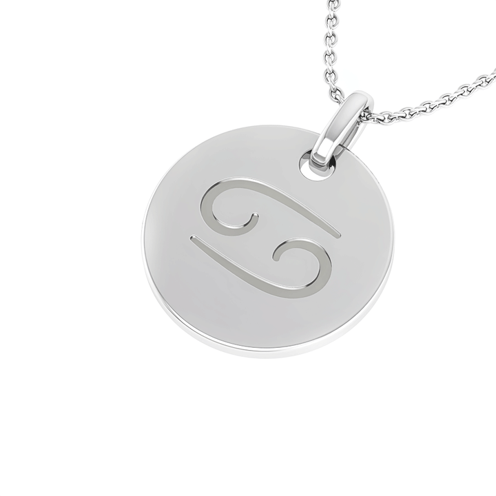 Cancer (June 21 - July 22) "BlueJwel's Round Engraved Cancer Pendant in Sterling Silver"