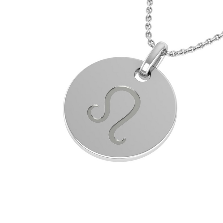 Leo (July 23 - August 22) "BlueJwel's Round Engraved Leo Pendant in Sterling Silver"