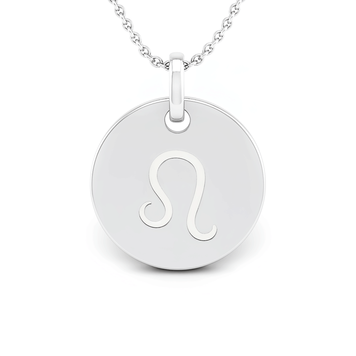 Leo (July 23 - August 22) "BlueJwel's Round Engraved Leo Pendant in Sterling Silver"