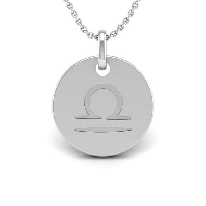 Libra (September 23 - October 22) "BlueJwel's Round Engraved Libra Pendant in Sterling Silver"