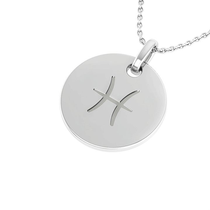 Pisces (February 19 - March 20) "BlueJwel's Round Engraved Pisces Pendant in Sterling Silver"