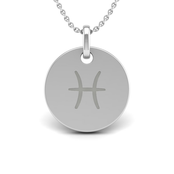 Pisces (February 19 - March 20) "BlueJwel's Round Engraved Pisces Pendant in Sterling Silver"