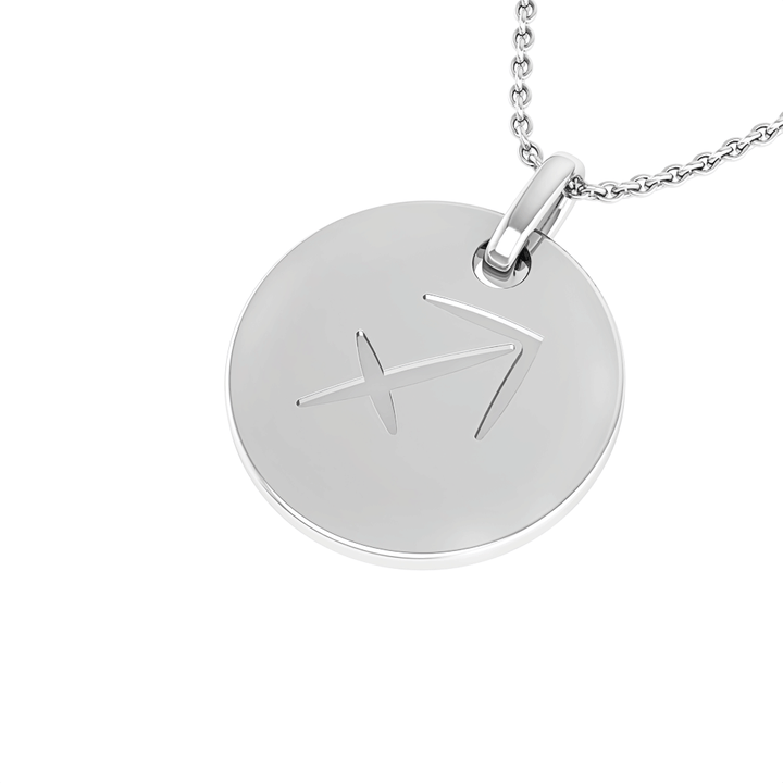 Sagittarius (November 22 - December 21) "BlueJwel's Round Engraved Sagittarius Pendant in Sterling Silver"