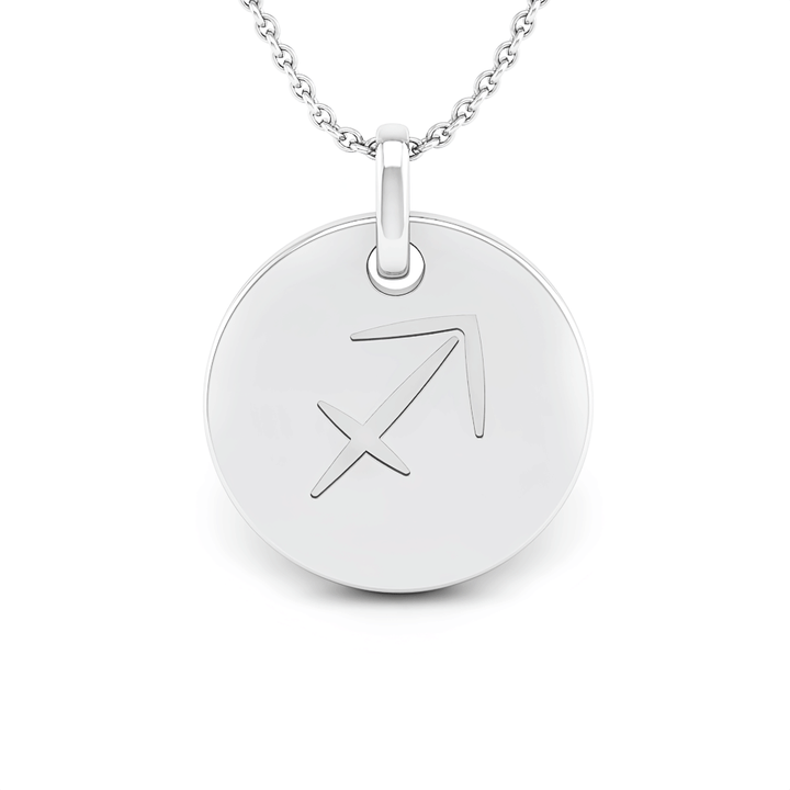 Sagittarius (November 22 - December 21) "BlueJwel's Round Engraved Sagittarius Pendant in Sterling Silver"