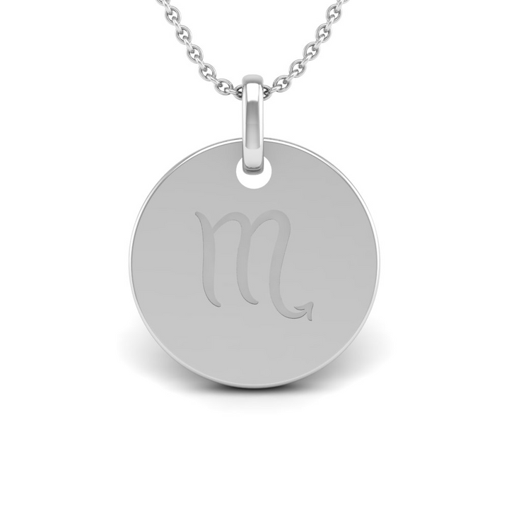 Scorpio (October 23 - November 21) "BlueJwel's Round Engraved Scorpio Pendant in Sterling Silver"