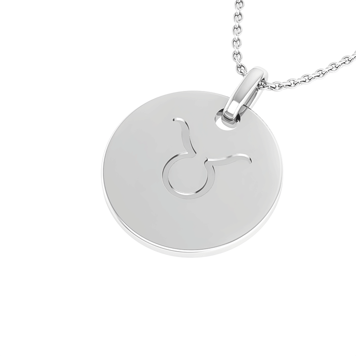 Taurus (April 20 - May 20) "BlueJwel's Round Engraved Taurus Pendant in Sterling Silver"