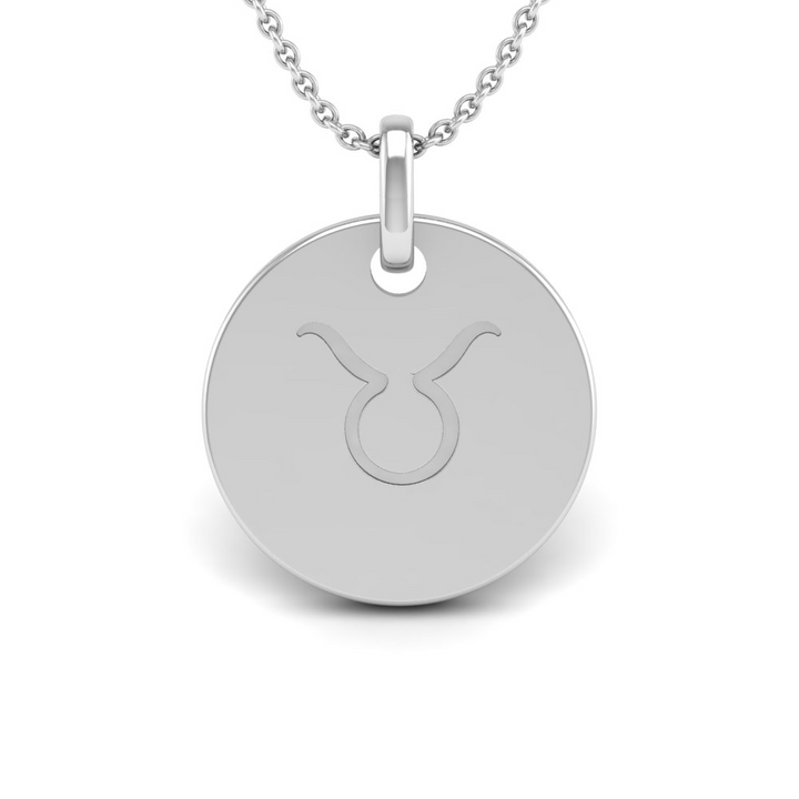 Taurus (April 20 - May 20) "BlueJwel's Round Engraved Taurus Pendant in Sterling Silver"