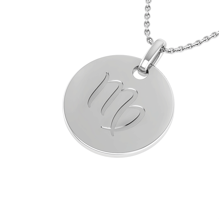 Virgo (August 23 - September 22) "BlueJwel's Round Engraved Virgo Pendant in Sterling Silver"